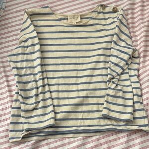 Sezane blue and cream Top